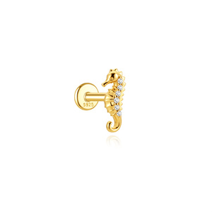 Bijou de piercing minimaliste en argent S925, thème vie marine, opale délicate, thème été plage océan, clou d'oreille à tête plate pour cartilage et hélix - Product Image 4