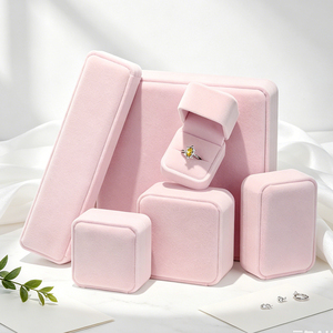 Luxury Flocking Velvet Jewelry Box <b>Ring</b> Earring <b>Necklace</b> Bracelet Storage Box Custom Jewelry Gift Packaging Box - Product Image 5