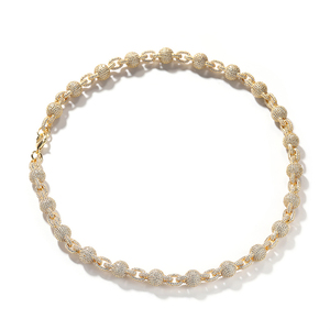 <span class=keywords><strong>Blues</strong></span> Hip Hop Bijoux 10mm Glacé Diamant Perle Collier Plein Pave Cz Pierre Argent Plaqué Boule Chaîne Collier - Product Image 2