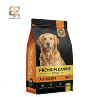 Sachet d'emballage alimentaire sec pour chiens et chats, personnalisé, imprimé, à fond plat, à quatre soudures, avec fermeture éclair, finition mate, 1kg, 3kg, 5kg, vente en gros