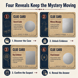Juego de Cartas de <span class=keywords><strong>Clue</strong></span> Personalizadas para Detectives con 12 Sobres y Caja Plegable para Fiestas Misteriosas y Salas de Escape - Product Image 5