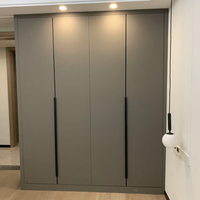 Armoire avec tiroirs, style minimaliste, MDF gris, chambre d'hôtel, teck, moderne, rustique