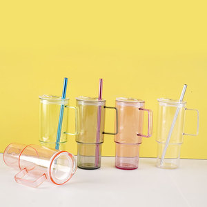 Mini vaso de plástico de 4oz con mango, vaso de plástico para fiesta, vaso de cerveza y pajita de acero inoxidable para niños - Product Image 4