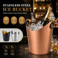Seau à glace en acier inoxydable commercial 5L 3L, épaissi, résistant à la rouille, facile à nettoyer, avec poignée, logo personnalisé, pour fêtes, bars, bière et vin