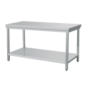 कम कीमत हॉट बिक्री 201/304 स्टेनलेस स्टील रसोई वर्कबेंच डबल/तीन खाद्य तैयारी टेबल स्क्वायर लेग कंसोल - Product Image 1
