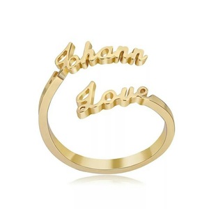 Formato libero Su Misura Personalizzati In Acciaio Inox Nome Anello Con Cuore Per Le Donne/Coppia - Product Image 2