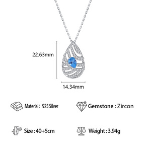 Exquis 925 Sterling Silver Rhodium Plaqué <span class=keywords><strong>Saphir</strong></span> Zircon <span class=keywords><strong>Pendentif</strong></span> Collier Mode <span class=keywords><strong>Goutte</strong></span> <span class=keywords><strong>D</strong></span>'<span class=keywords><strong>eau</strong></span> Conception pour Fiançailles En Gros - Product Image 6