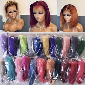 Perruque Bob Lace Front wig naturelle, <span class=keywords><strong>cheveux</strong></span> lisses, rouge 99j, Orange, pour femmes noires, vente en gros - Product Image 6