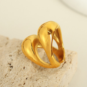 Fashion <b>Rings</b> Double Layered Ball Shape Gold <b>Silver</b> Plated Titanium Steel Unisex Party Jewelry - Product Image 3