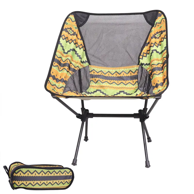 Logo personalizzato di alta qualità compatto ultraleggero all'aperto bicicletta facile da portare spiaggia sedia pieghevole campeggio pesca sedie in metallo
