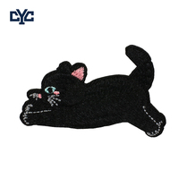 Offre Spéciale – Adorables Écussons Brodés Chat Noir Écologiques avec Tissu de Support pour Vêtements d'Enfants