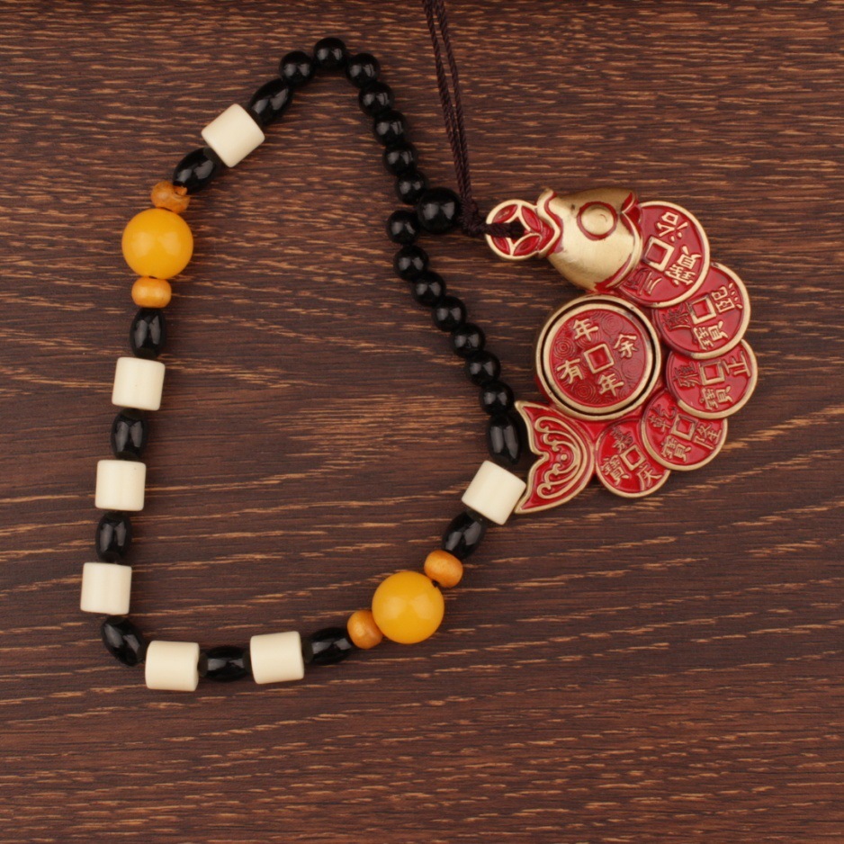 Red Oil Five Emperor Coin Fish Spinner (with rope)