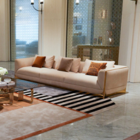 Canapé en tissu velours au design moderne et luxueux, structure en acier inoxydable, ensemble de canapés haut de gamme pour salon, meubles de villa