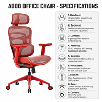 Chaise de bureau ergonomique moderne pivotante avec soutien dorsal flexible, accoudoirs réglables à 360 degrés, appui-tête multi-positions et roulettes silencieuses en PU