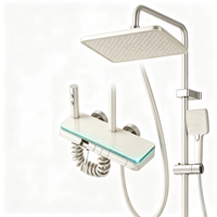 Système de douche thermostatique en métal brossé avec affichage numérique LED de la température, ensemble de douche pluie 4 fonctions avec lumière ambiante étoilée