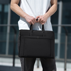 Sac pour ordinateur portable imperméable en Oxford, mallette légère et minimaliste, grande capacité, pour hommes d'affaires, en cuir PU fin avec fermeture éclair - Product Image 3