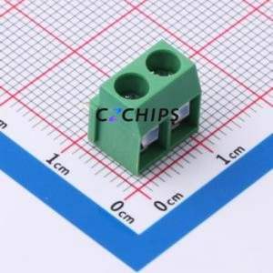MX126R-5.0-02P-GN01-Cu-S-A Screw Terminal Block Bent Lead Through Hole,P=5mm Connector 1x2P 5mm Green Right Angle Insert - Product Image 1