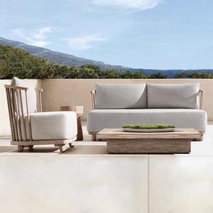 Conjunto de Sofás de Teca para Exteriores en Forma de U, Muebles de Jardín Modernos, Resistentes al Agua, a la Intemperie y a la Corrosión, Madera para Patio - Product Image 1