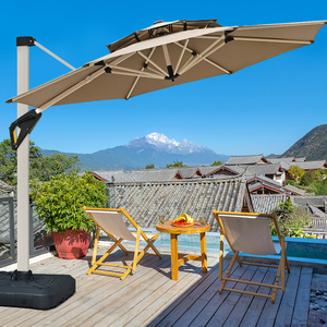 Ombrellone Moderno da Esterno per Hotel, Parasole Quadrato in Alluminio da Giardino, Ombrellone a Braccio Laterale da 3 Metri per Spiaggia e Patio Commerciale - Product Image 2