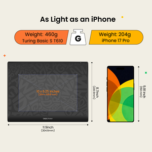 แท็บเล็ตกราฟิก DigiDraw Turing Basic <span class=keywords><strong>M</strong></span> T610 พร้อมปากกา ดีไซน์บางเฉียบ 7.8 มม. พื้นผิว 10*6.25 นิ้ว ความละเอียด 16384 ระดับ - Product Image 6