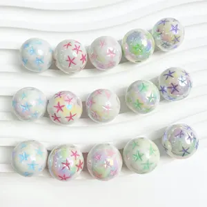 Chunky Fashion UV Color Coated Acrylic Bubblegum Beads For Bracelet Making