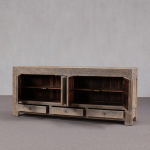 Mobile Artigianale <span class=keywords><strong>in</strong></span> <span class=keywords><strong>Legno</strong></span> Massello con Tre Cassetti e Due Ante, Stile Antico di Lusso, Rustico, Ecologico e Durevole per Soggiorno - Product Image 3