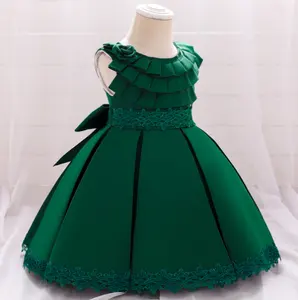 Venda quente casamento rendas meninas vestidos ceia chique noite vestido novo laço elegante vestidos miúdo noite