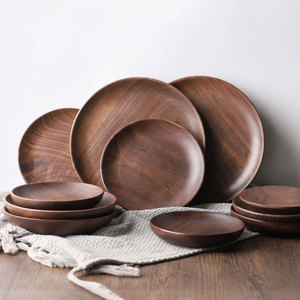 <strong>high</strong> <strong>quality</strong> <strong>customized</strong> multi function round wooden plates beech walnut wood food <strong>serving</strong> dishes <strong>tray</strong> - Product Image 4