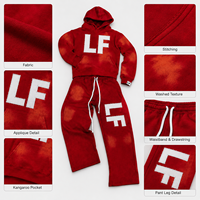 Conjunto de Sudadera con Capucha y Pantalones de Chándal Oversize Desgastados Personalizados para Hombre, de Forro Polar Térmico, Estilo Casual Urbano, Venta al por Mayor a Granel