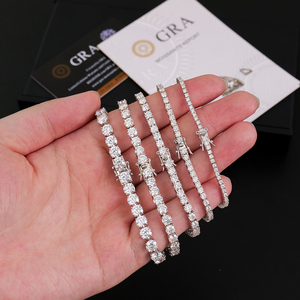 Bracelet tennis GRA unisexe en argent 925 plaqué rhodium avec moissanite taille brillant sertie griffe, certifié luxe, style mariage et hip-hop - Product Image 1