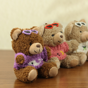 Lindo oso de peluche muñeco de juguete suéter colgante personalizado OEM ODM llaveros PP algodón relleno Animal juguetes malla forro promoción regalo - Product Image 2