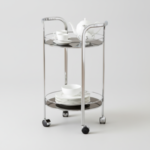 Chariot de service élégant en acier inoxydable à deux niveaux pour hôtel ou bureau à domicile prix de gros bon marché en Inde - Product Image 1