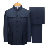 Costume de mariage chinois Zhongshan de bonne qualité, veste blazer grande taille pour hommes, coupe ajustée pour hommes d'âge moyen et âgés, pour occasions formelles