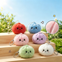 Peluche Kawaii en forme de boulette de riz vapeur de 10 cm, jouet à presser, porte-clés alimentaire simulé, breloque de sac Bao, jouet anti-stress