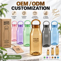 Bouteille d'eau personnalisée en Tritan 500 ml sans BPA transparente réutilisable avec boucle de transport et bouchon à vis Vente en gros OEM