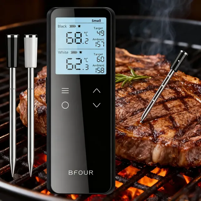 WiFi Digital Professional Meat Thermometer for Barbecue Food Wireless Meat Thermometer with Standalone Base