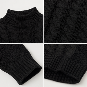 Pull en <span class=keywords><strong>laine</strong></span> 100 % OEM pour femme, coupe oversize, col roulé torsadé, épaules tombantes, idéal pour l'hiver - Product Image 4