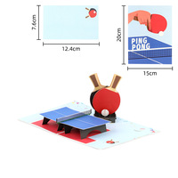 Carte de vœux pliante rectangulaire créative en papier, artisanat promotionnel, cadeau 3D pop-up, balle de ping-pong émulée, anniversaire