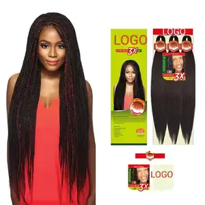 Wholesale high quality fast shipping Custom packaged pre-stretch hair extensions 20-28inch yaki Hot water styling Easy braids