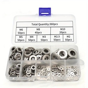 Arandelas Planas Sanya, 360 Piezas, M2, M2.5, M3, M4, M5, M6, M8, M10, Acero Inoxidable, Estándar Nacional - Product Image 1