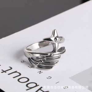 Angel Wings <b>Ring</b> Men's <b>Titanium</b> Steel Index Finger Feather <b>Ring</b> SA424 Gift Jewelry - Product Image 4