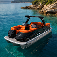 Bateau ponton de luxe en aluminium de 22 pieds S22A avec moteur hors-bord certifié CE, idéal pour la navigation, la pêche et les loisirs en famille