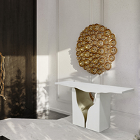 Meubles de salon, console contemporaine élégante de haute qualité en laiton poli et acier inoxydable pour couloir