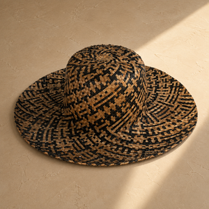 Sombrero de Pescador Lontar de Ala Ancha, Pintado a Mano, Protección Solar, para Playa, Viajes, Verano, Aire Libre, Unisex, Adulto, Casual, Étnico, Bali - Product Image 1