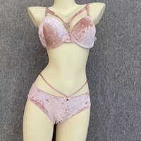 Soutien-gorge bikini sexy en velours pour femme, bonnets épais, grande taille, uni, à armatures, bretelles réglables, sans couture, avec nœud à la taille, pour adultes