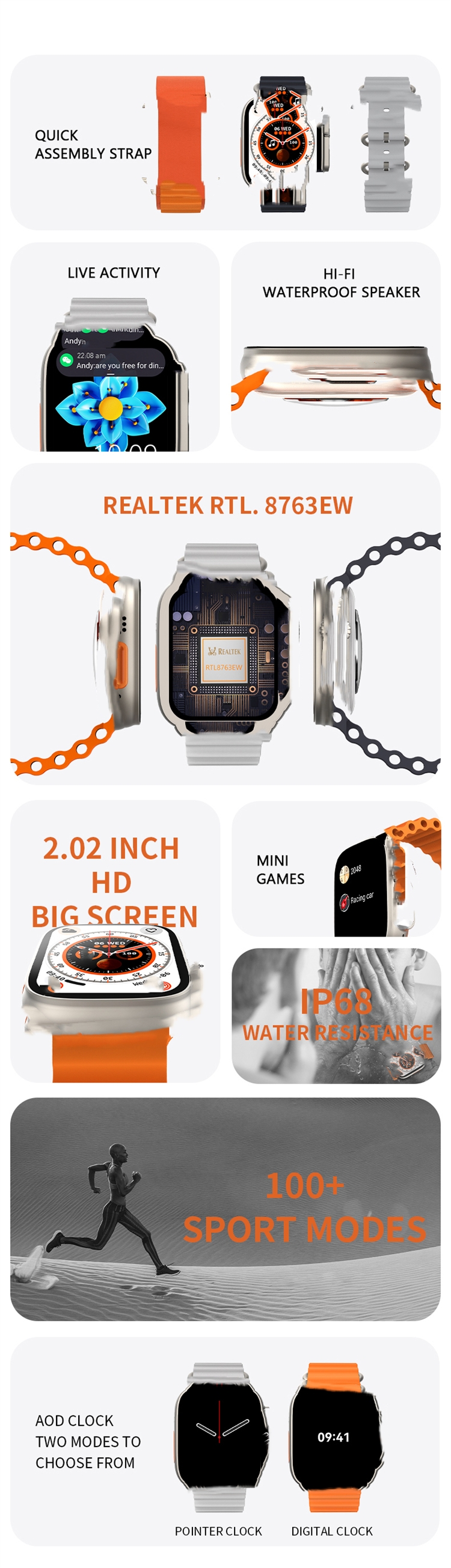 New Original 49MM HW8 Ultra Max Smart Watch Series 8 NFC Smartwatch BT Call IP68 Waterproof Wireless Charging Reloj Inteligente