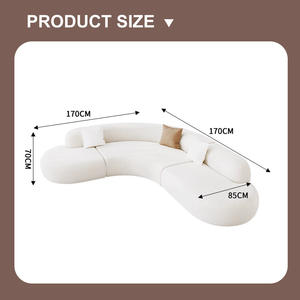 Mobili di Foshan Stile Nordico Moderno <span class=keywords><strong>Divano</strong></span> <span class=keywords><strong>Angolare</strong></span> Bianco di Alta Qualità <span class=keywords><strong>Divano</strong></span> Componibile Modulare di Lusso in Bouclé Curvo per Soggiorno e Casa - Product Image 3