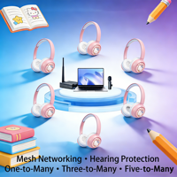 Casque d'écoute ENC pour enfants, réseau maillé, audio haute définition, sans fil, circum-auriculaire, communication un-vers-plusieurs