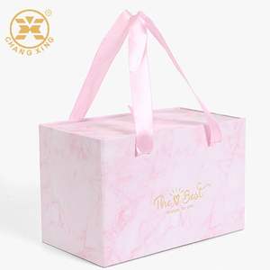 Caja de cartón bonita personalizable con asa de cinta rosa, embalaje de esponja de regalo de lujo, caja de collar de perlas - Product Image 2