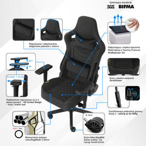 เก้าอี้หนัง PU ขนาด<span class=keywords><strong>ใหญ่</strong></span>สำหรับเล่นเกม, เก้าอี้400lbs พนักพิงศีรษะเก้าอี้เล่นเกมปรับได้มีไฟกระพริบเข้ม - Product Image 2